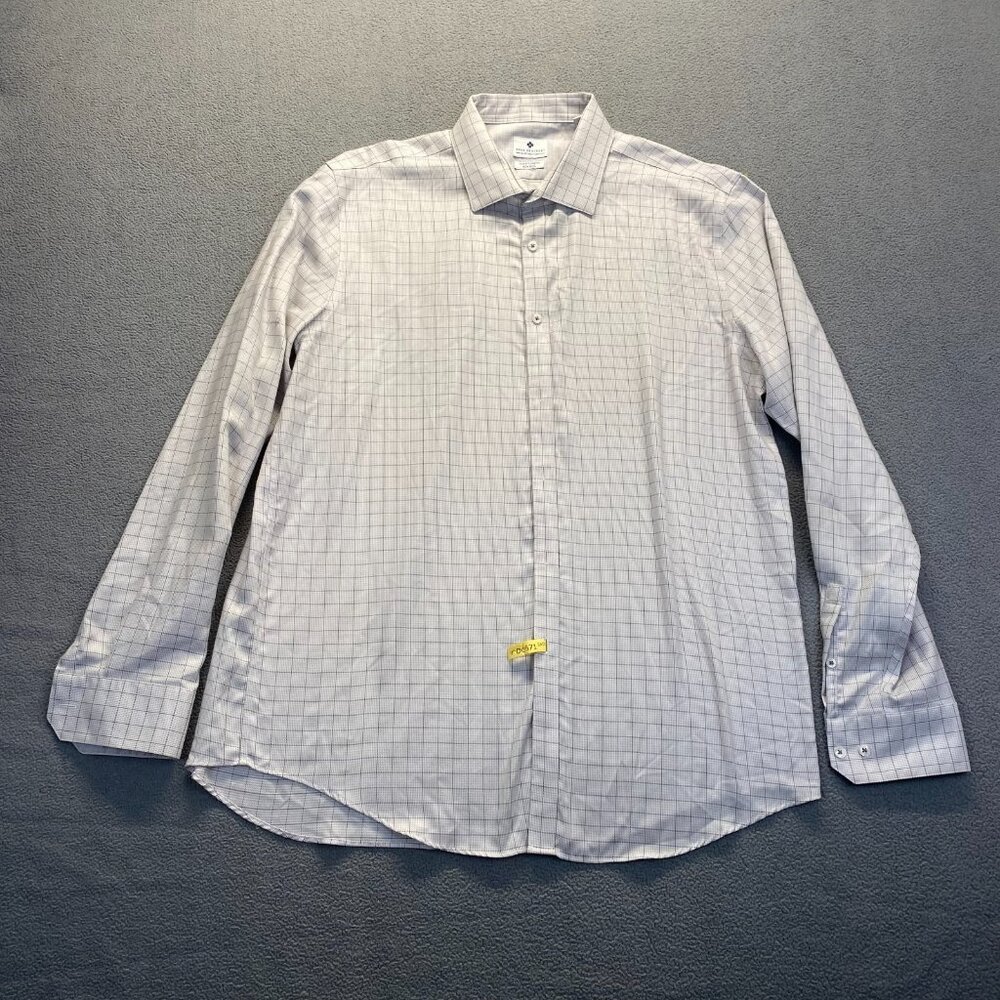 Ryan Seacrest Men Button Long Sleeve Dress Casual Shirt‎ 17 36/37,Plaid